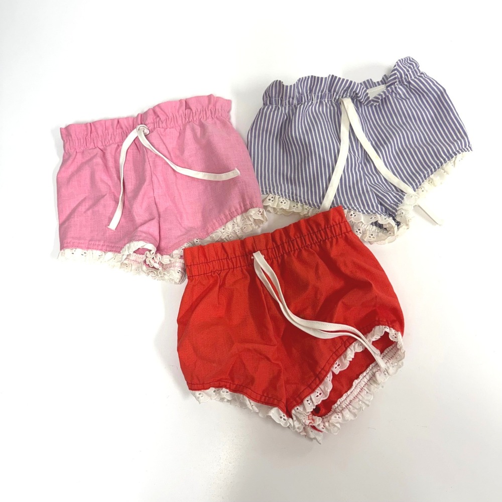 Vintage Pixie Playmates Carters Kids 3T Bloomers Shorts Lot 3 Lace Trim USA Made